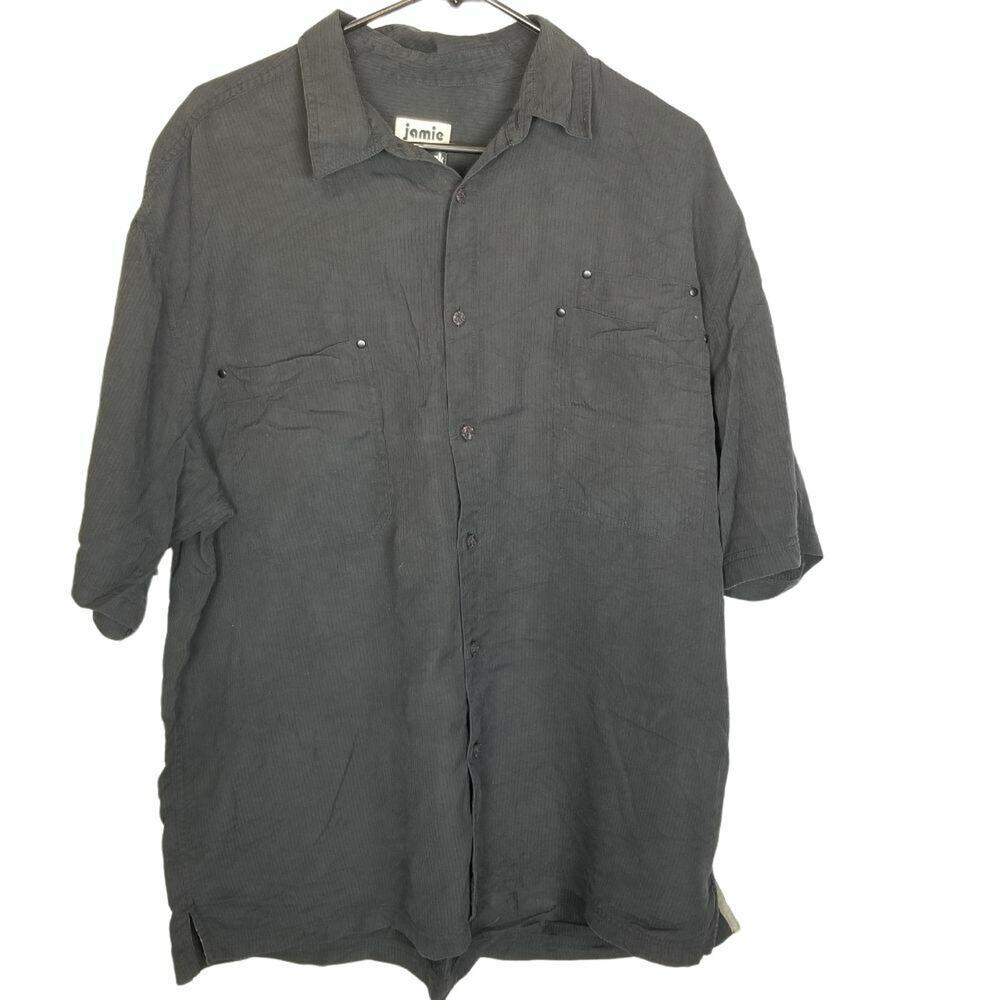 Jamie Sadock Mens Silk Button Shirt Size L Minimalist Classic Resortwear Travel